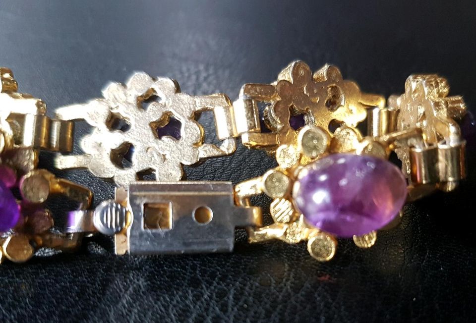 Amethyst Halskette und Armband Vergoldet Alt in Beckingen