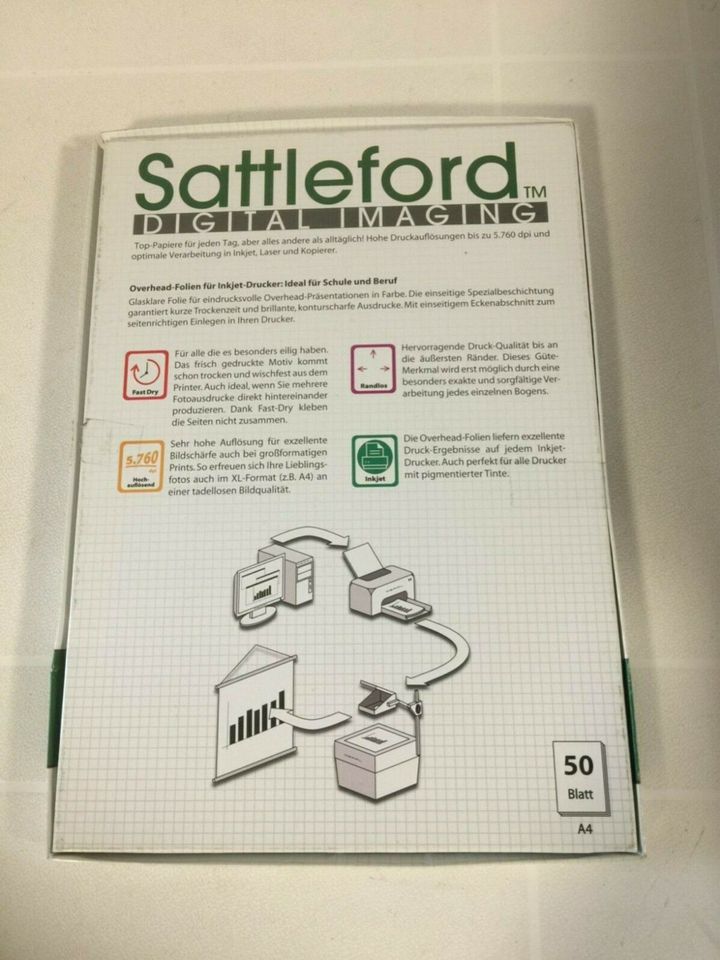 Sattleford 100 Inkjet-Overhead-Folien, glasklar, DIN A4 Format in Bühl