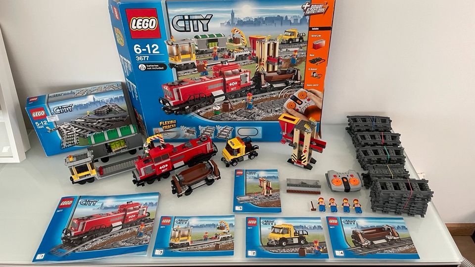 Lego 3677 + 7895 City Güterzug mit Diesellokomotive + Weichenset in Baiersbronn