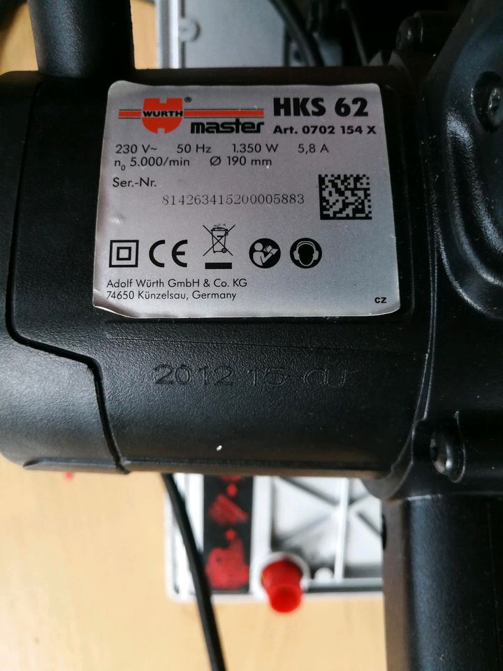 ⭐ Würth HKS 62 Handkreissäge 1350W 190er Sägeblatt 62mm in Dresden