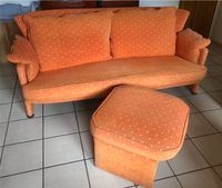ROLF BENZ Sofa Couch mit Hocker Stoff apricot orange Nordrhein-Westfalen - Neuss Vorschau