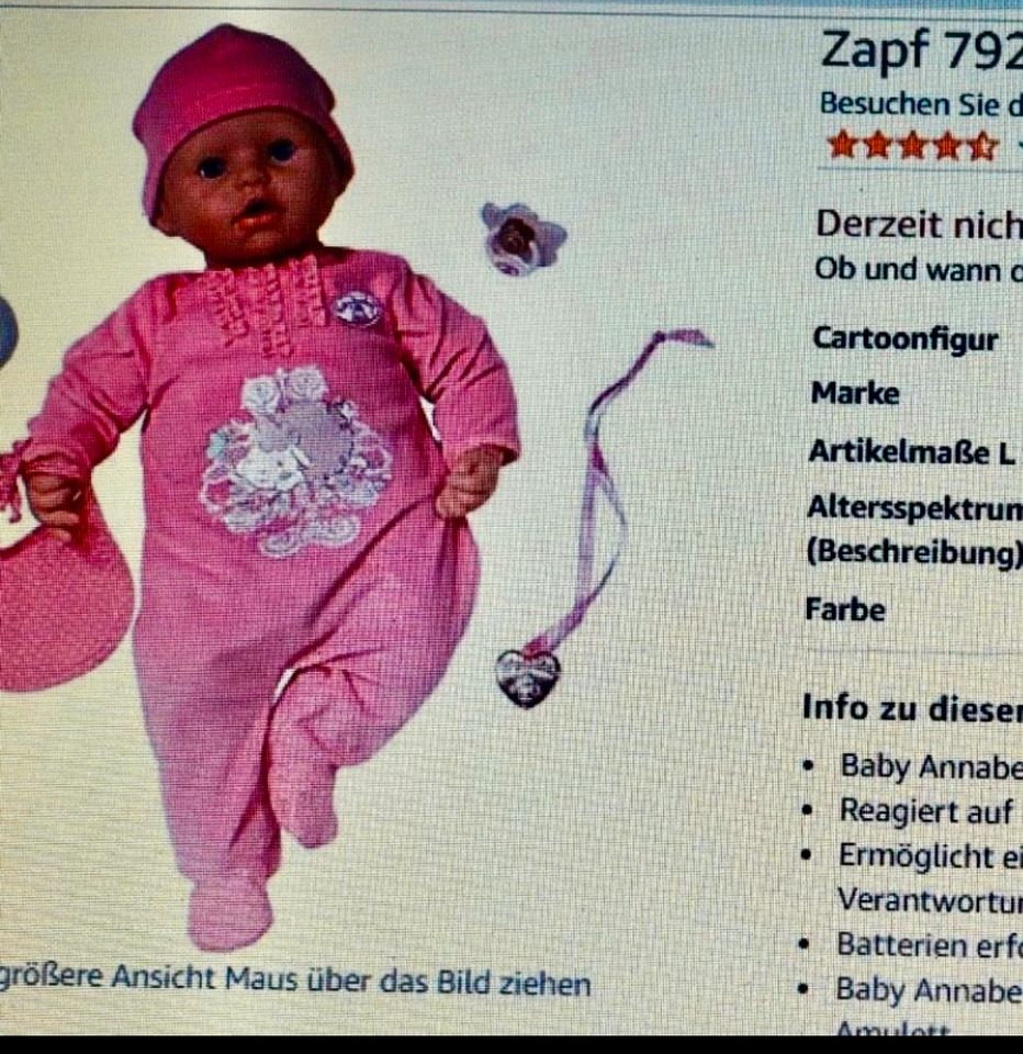 Baby Annabell mit 2 Wechselkleidung+Zubehör-Super Zustand! in Zeesen