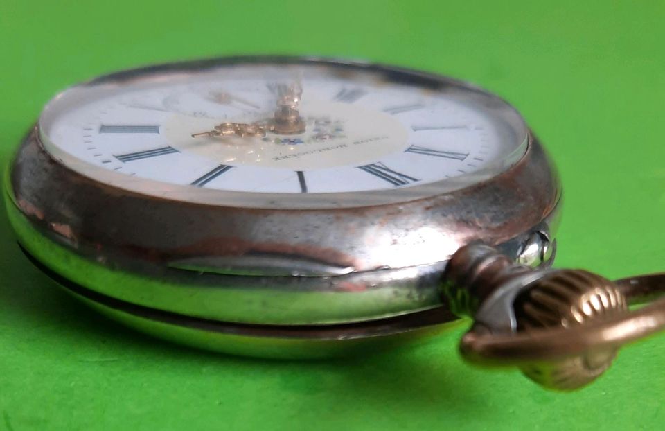 Schöne Taschenuhr Union Horlogere, Zylinderhemmung, Silber, 10 Ru in Braunschweig