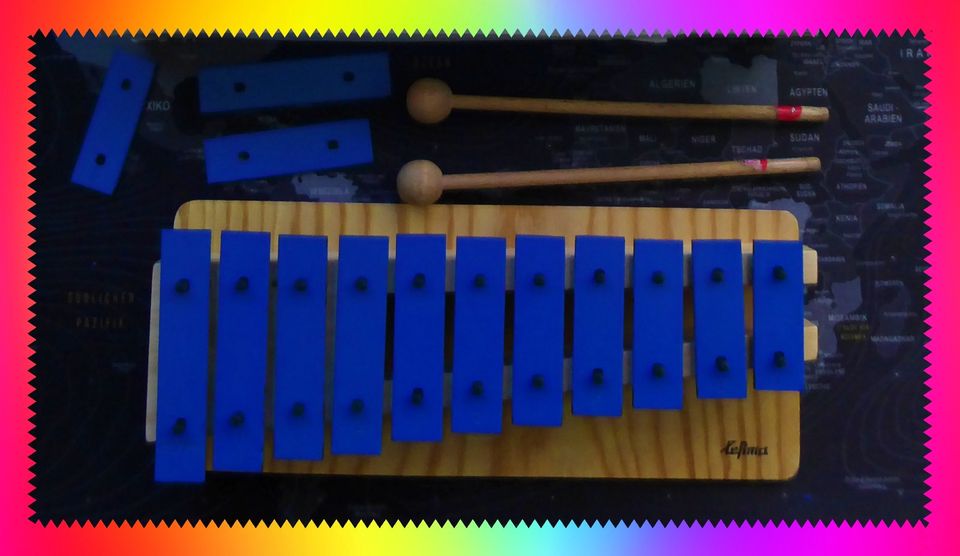 Glockenspiel Lefima Metall super Klang 2 Schlägel Zylophon blau in Pforzheim