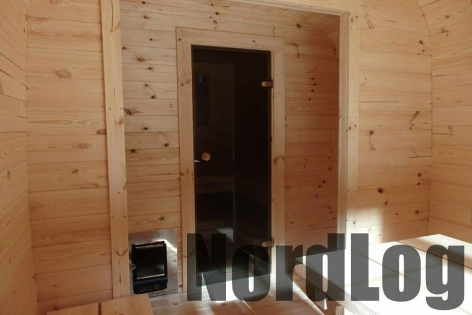 LUXURY NordLog SAUNA BUS 2,3 x 5,9m /Einfache Bänke/ GARTENSAUNA in Weil der Stadt