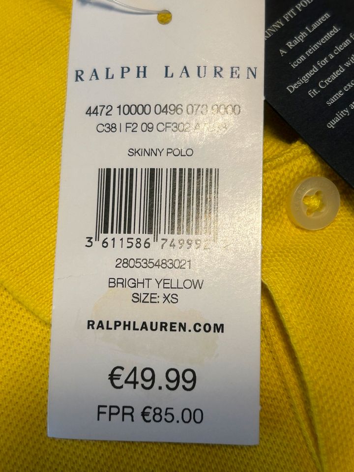 Polo Ralph Lauren Poloshirt Größe XS in gelb, Neu mit Etikett! in Rühen