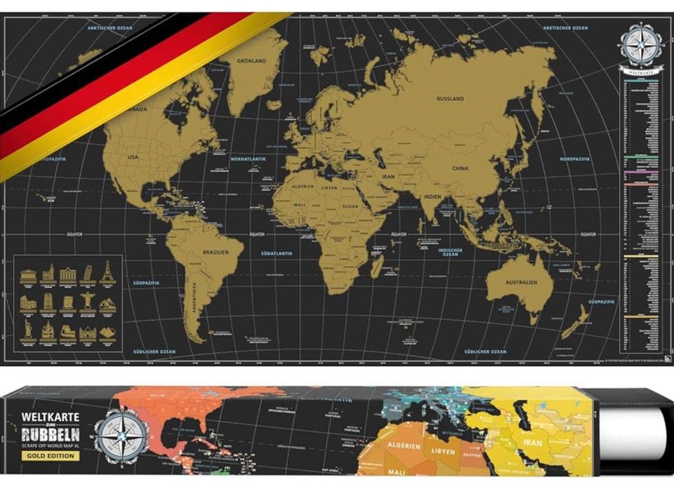 Weltkarte zum Rubbeln für Vielreisende - ideales Geschenk in Dresden