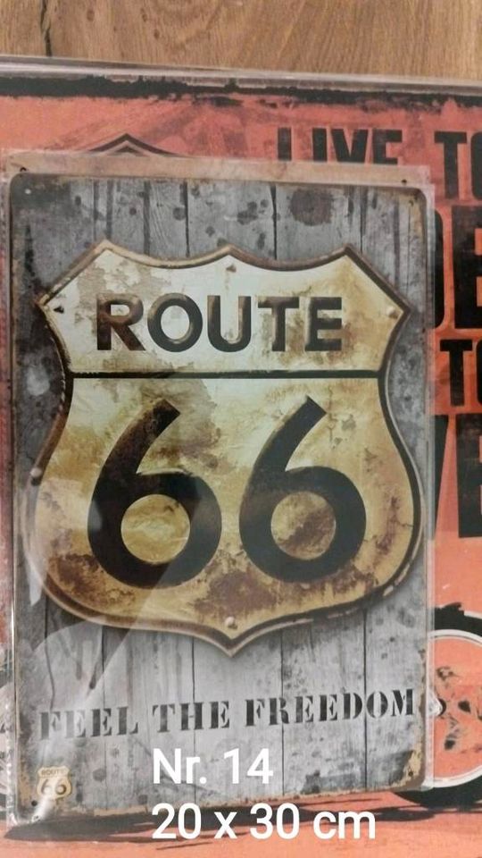 verschiedene Blechschilder - Motorrad Harley, Indian, Route 66 in Barbing