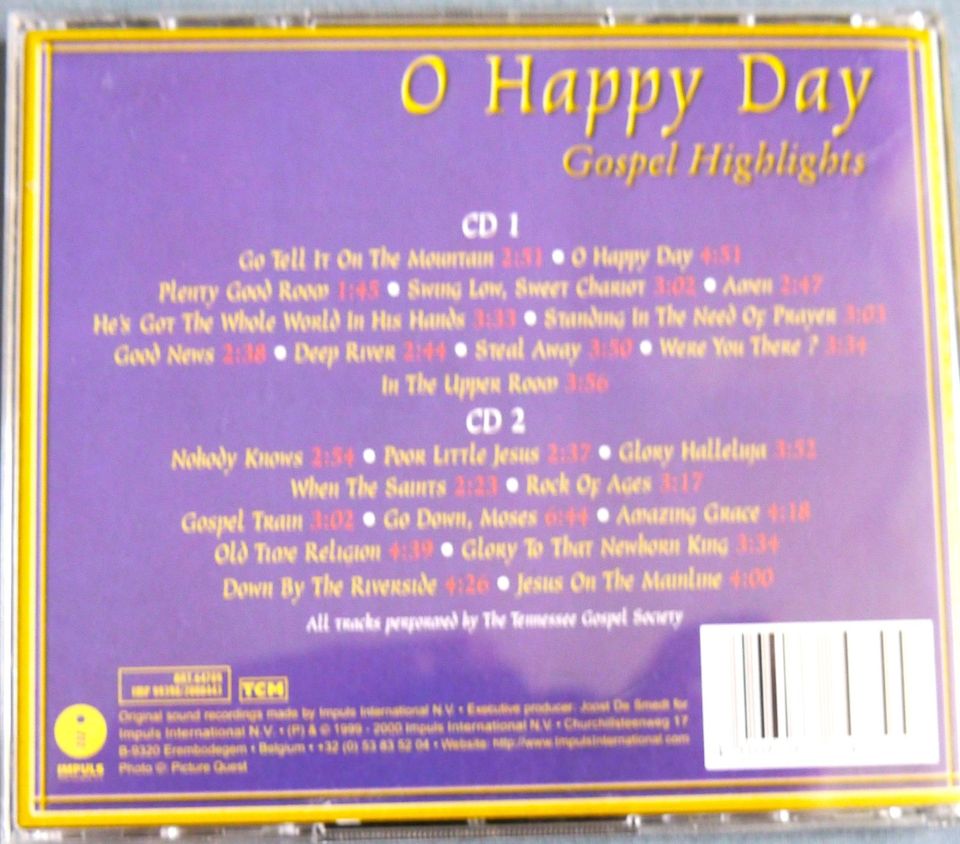 2CD Oh Happy Day Gospel Highlights 2000 Tennessee Society in Berlin