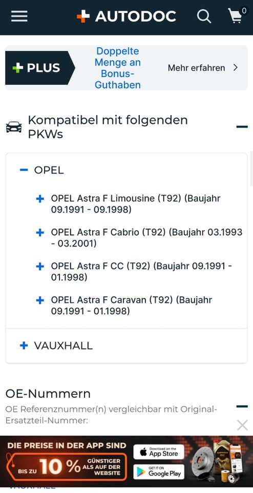 2 ASTRA F Stoßdämpfer vorne 115 260 von Sachs - Neuteile in Rastatt