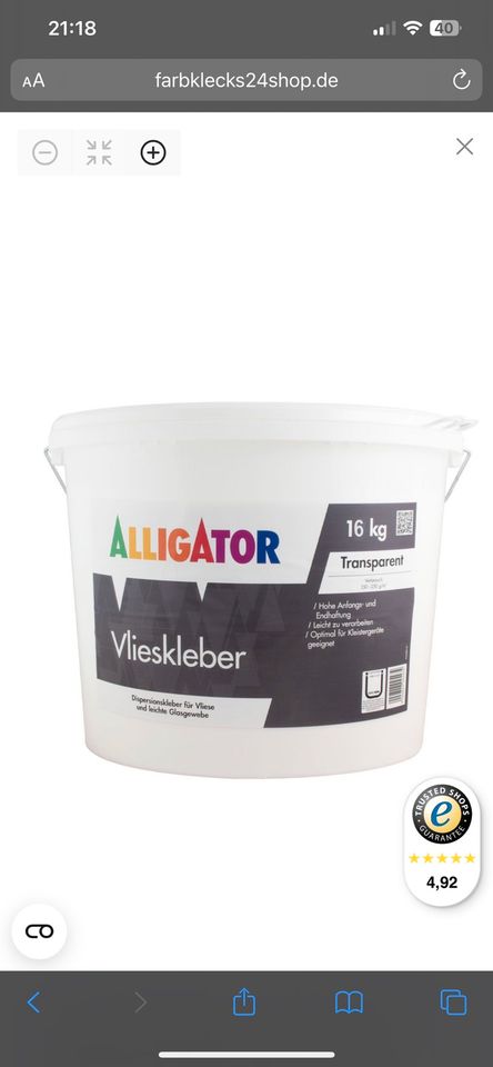 Vlieskleber ALLIGATOR 16kg in Kirchworbis