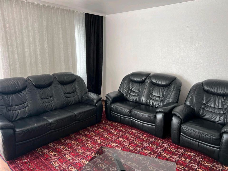 Ledersofa/couch 3er Set LongLife Echtleder in Wiesbaden