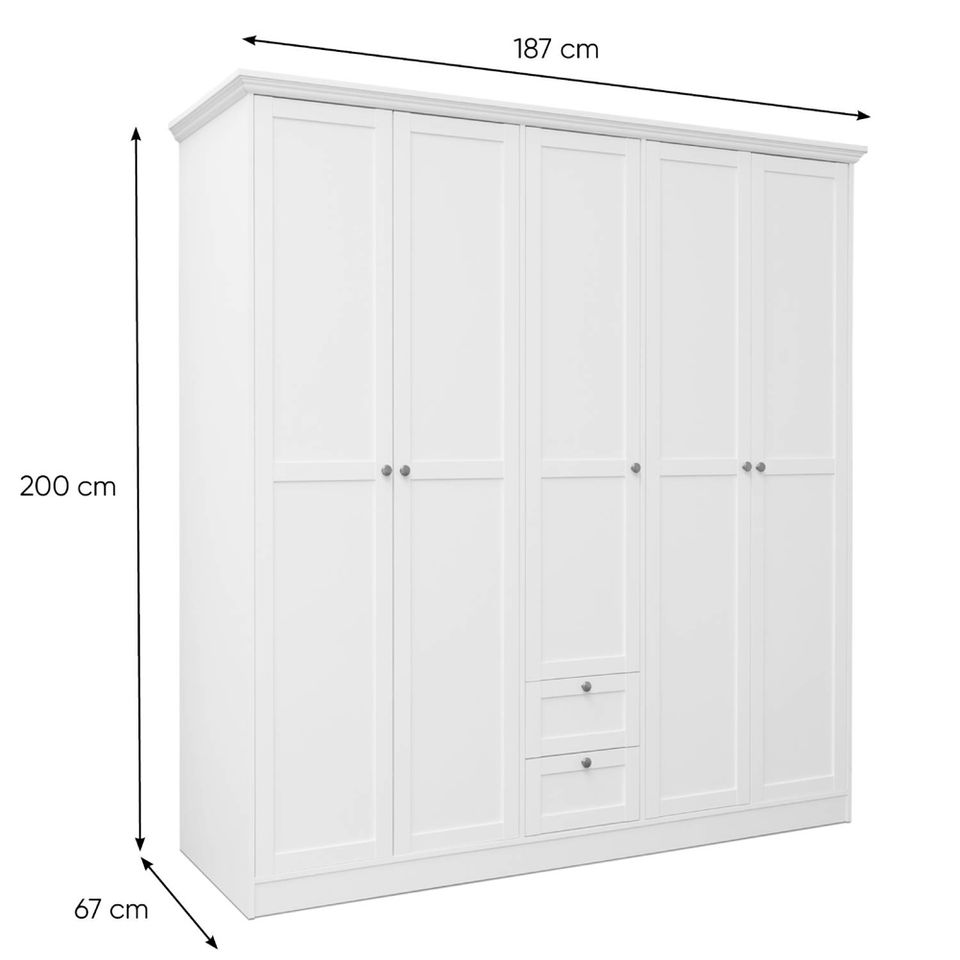 Kleiderschrank Schrank Garderobe Kommode Holz Weiss NEU 354-Er in Erfurt