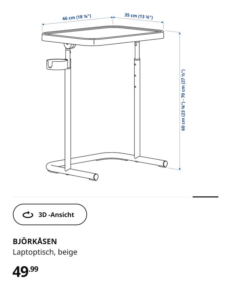 Laptoptisch / Beistelltisch Björkasen einklappbar in Gundelfingen