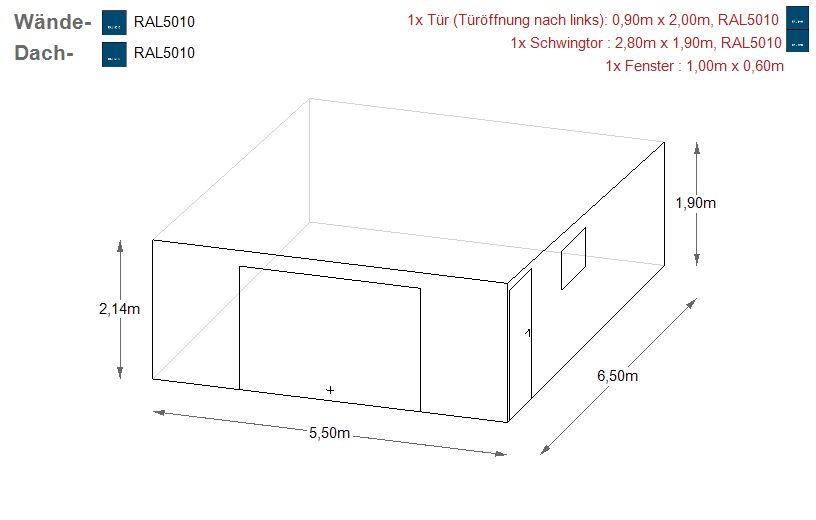 Garage Blechgarage 5,5x6,5m Gerätehaus Fertiggarage AUFBAU |8086! in Schwäbisch Hall