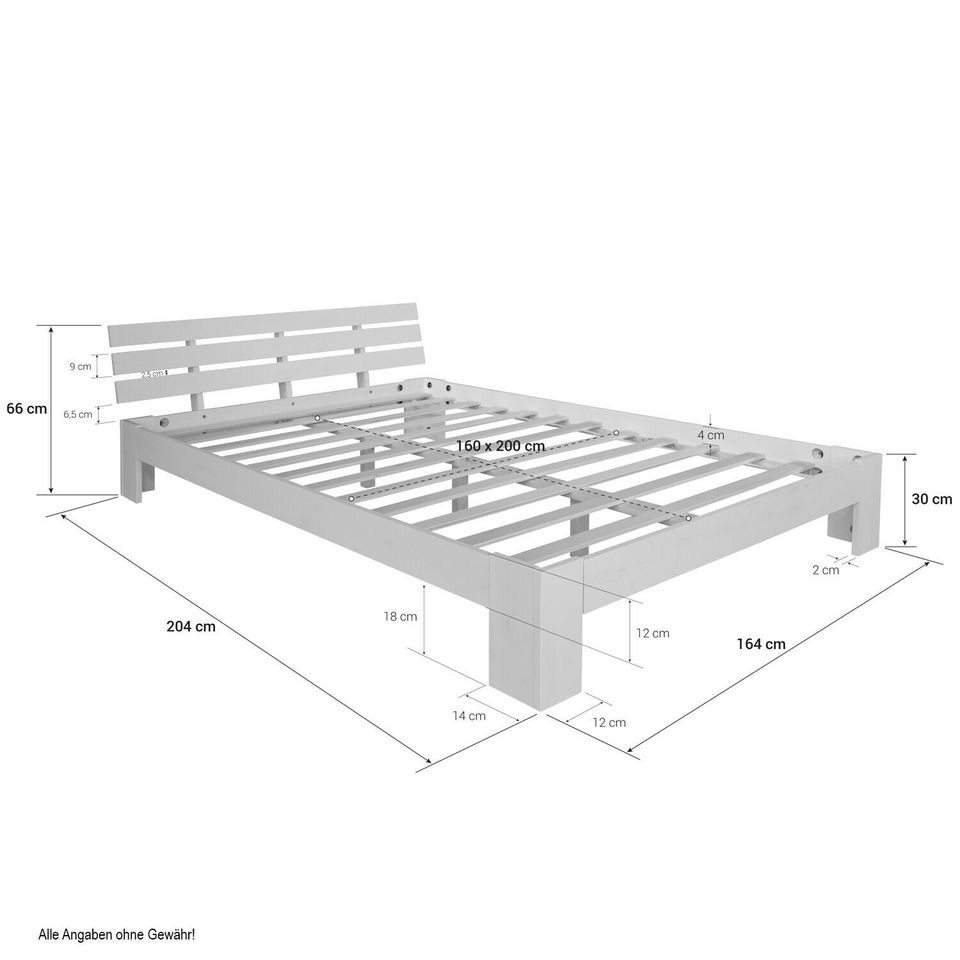 Holzbett Doppelbett Futonbett 160x200 cm Natur Lattenrost VB160€* in Magdeburg