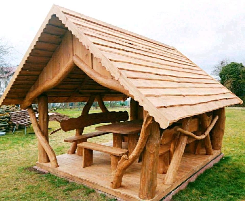 Gartenpavillon 3,5 Meter lang, Holzpavillon, Gartenhaus, Hütte in Aurach