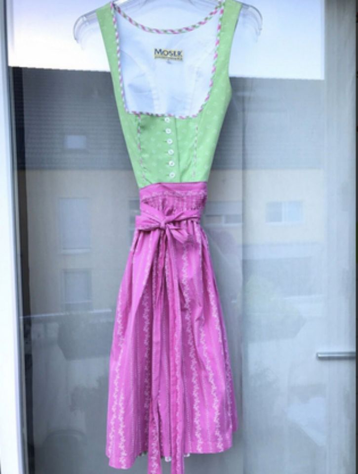 MOSER Trachten Dirndl mit Schürze und Bluse,Rosa-Apfelgrün,Gr.36 in München