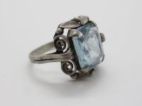 alter Ring 835er Silber hellblauer Stein 18 mm DM Jugendstil Niedersachsen - Goslar Vorschau