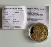 vergoldete Münze H.D. Genscher 2015 Nürnberg (Mittelfr) - Mitte Vorschau