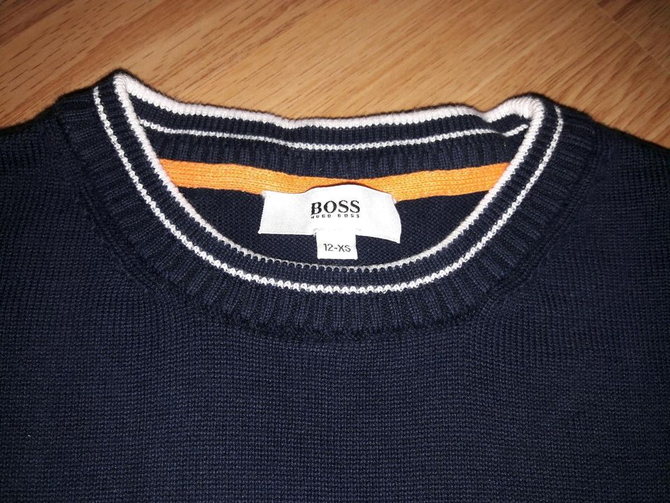 Hugo Boss Feinstrickpulli Sweatshirt  dunkelblau Gr.152  12 XS in Halfing