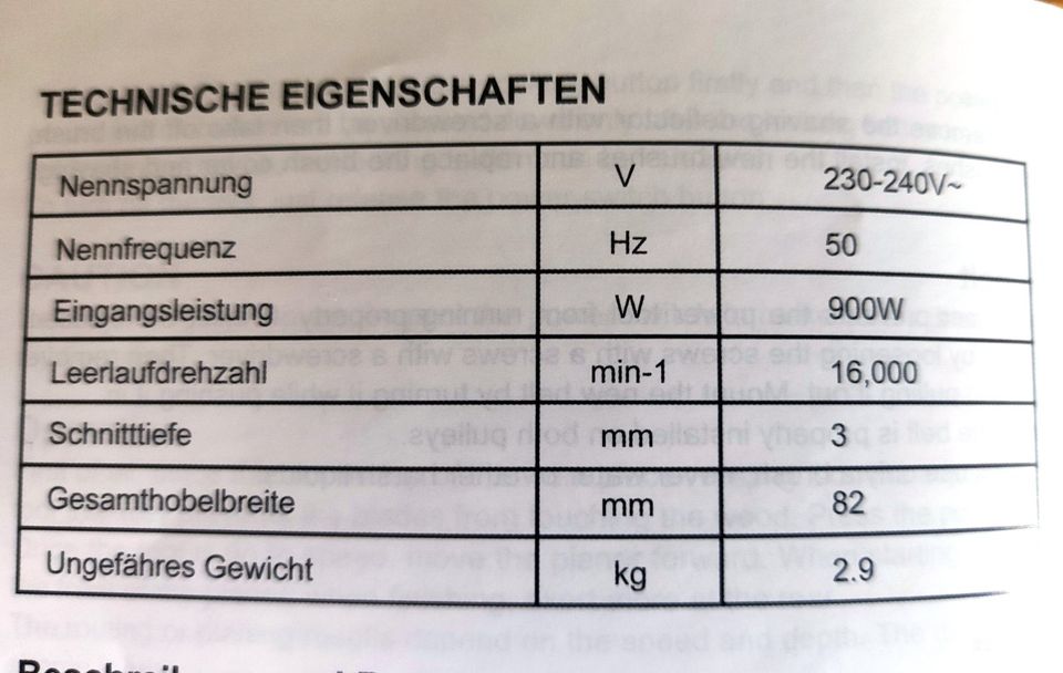 Elektrohobel TACKlife RES002, 900W, Hoch Leistung Motor in Mendig