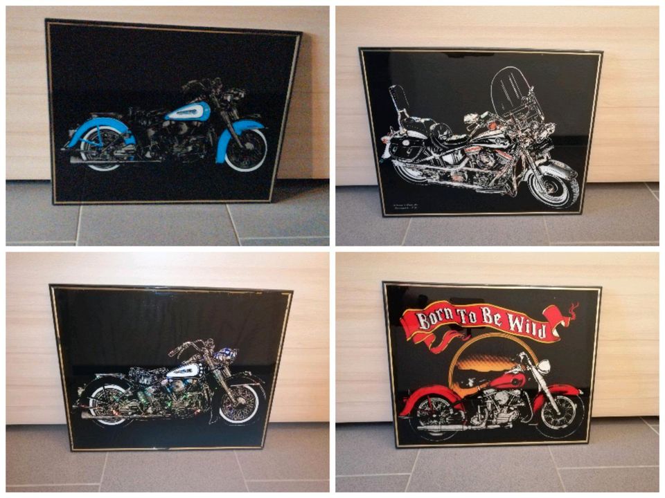 Harley Davidson ~ Chopper ~ Bild ~ 4er Set ~ Deko in Frankenau