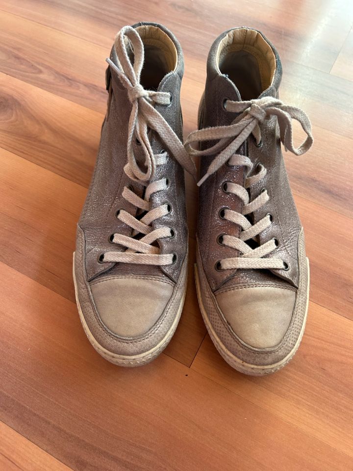 Paul Green Sneaker Schnürschuhe Turnschuhe beige silber Kupfer 40 in Bamberg