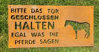 Deko-Schild / "Tor geschlossen halten" / Rost / Pferd / 66x33cm Bayern - Mötzing Vorschau