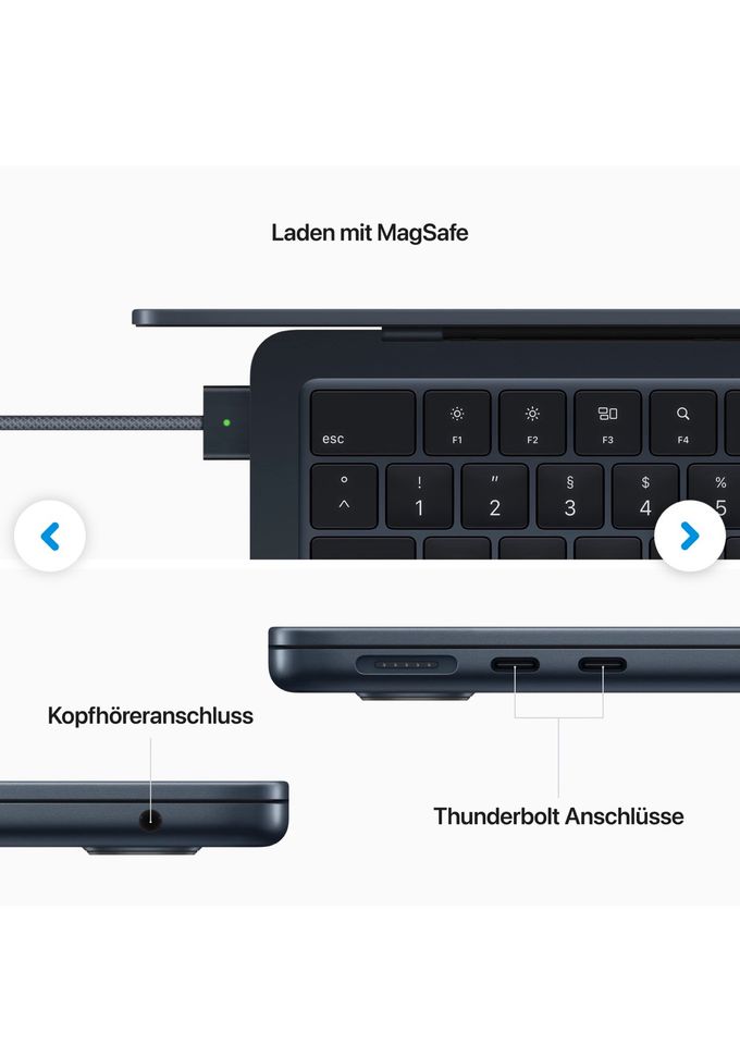 Apple MacBook Air (2022) Apple M2, mitternachtsblau in Düsseldorf