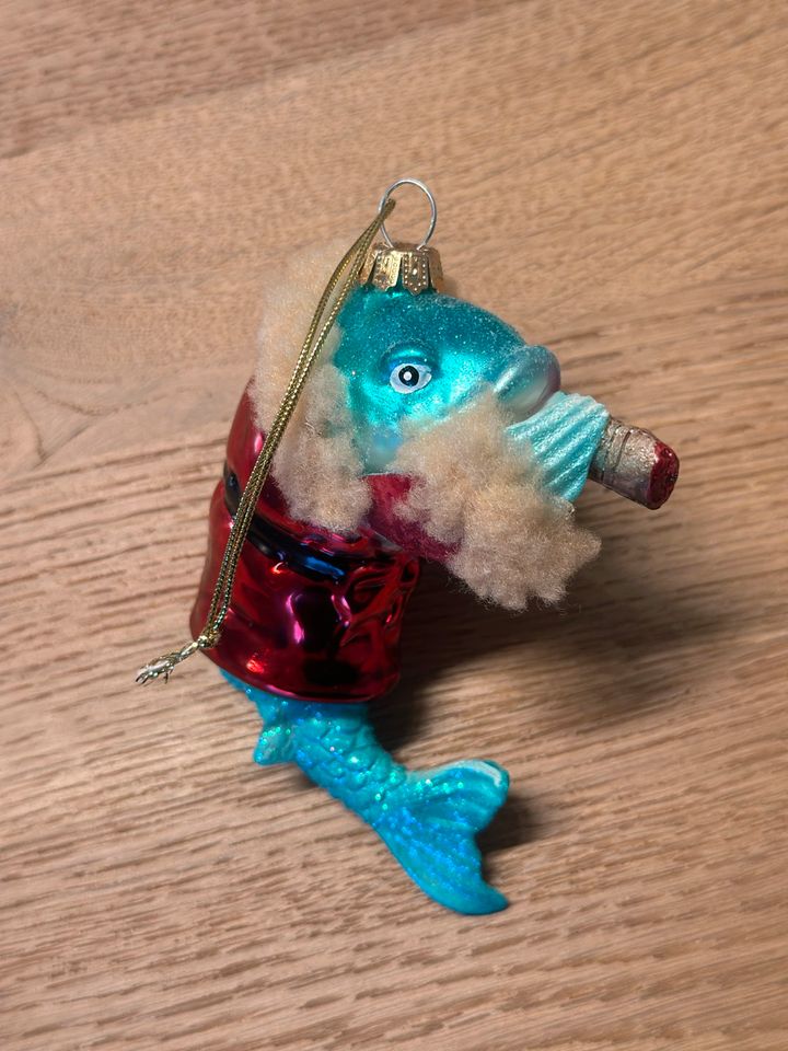 Weihnachtsbaumschmuck, FISCH MIT ZIGARRE, H = 11cm in Reiskirchen