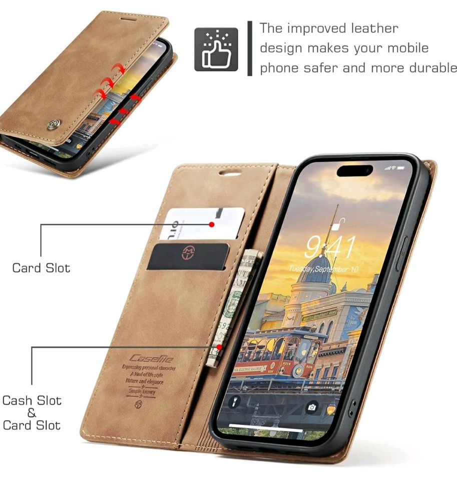 niloucase Flip Case Lederhülle für iPhone 14 mit Magnetverschluss in Schierling