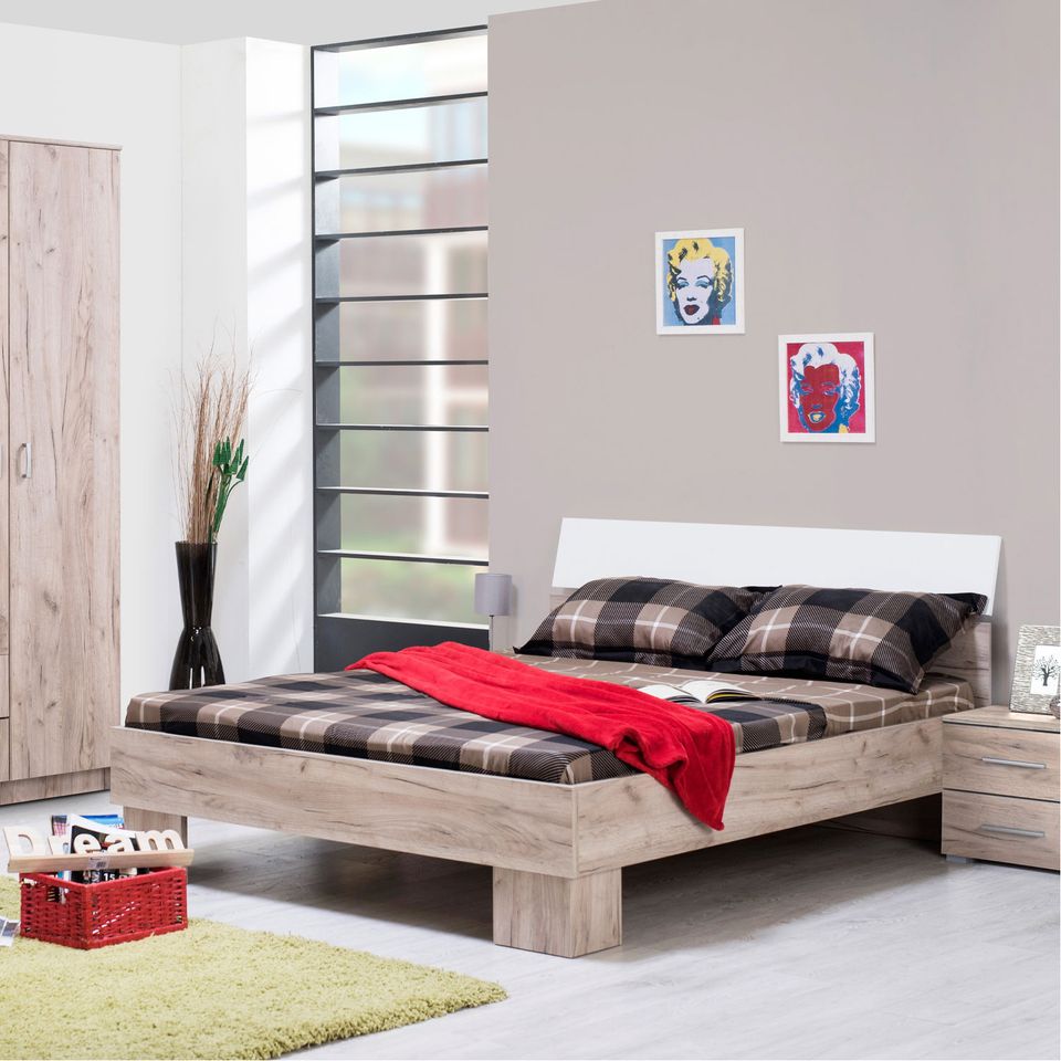 Bett Holzbett Futonbett Doppelbett Holz Eiche 160x200 NEU 083-Er in Erfurt