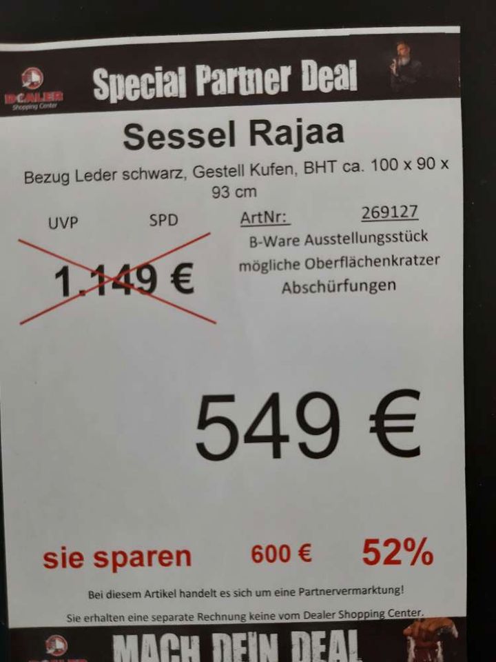 (MG) Sessel  Rajaa / Einzelsessel / Ledersessel statt 1149€ in Zeitz