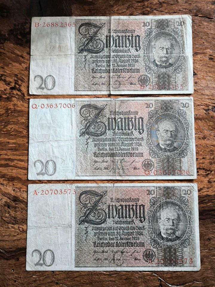 3 x Deutsche Banknote Geldscheine - gebraucht in Schmelz