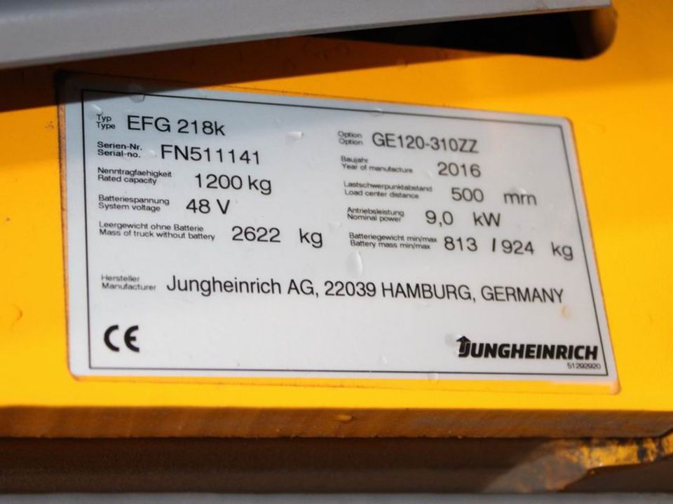 Jungheinrich EFG 218 k, 1.800 KG, 3 Rad-Stapler, Freihub in Stuhr
