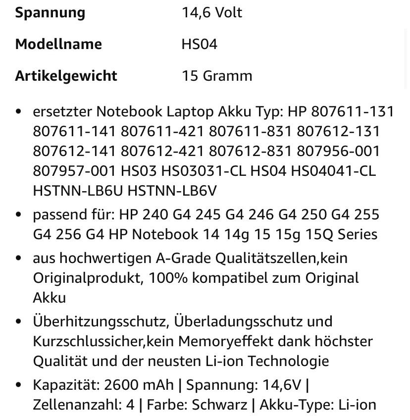 Ersatzakku für HP Laptops Notebook Akku neu in Arnsberg