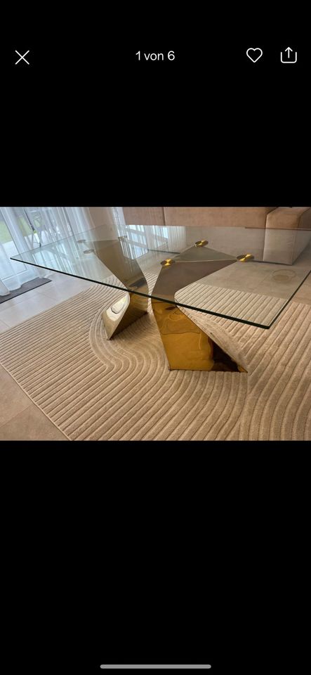 Kare Design Esstisch Glas Gold 200x100cm in Marl