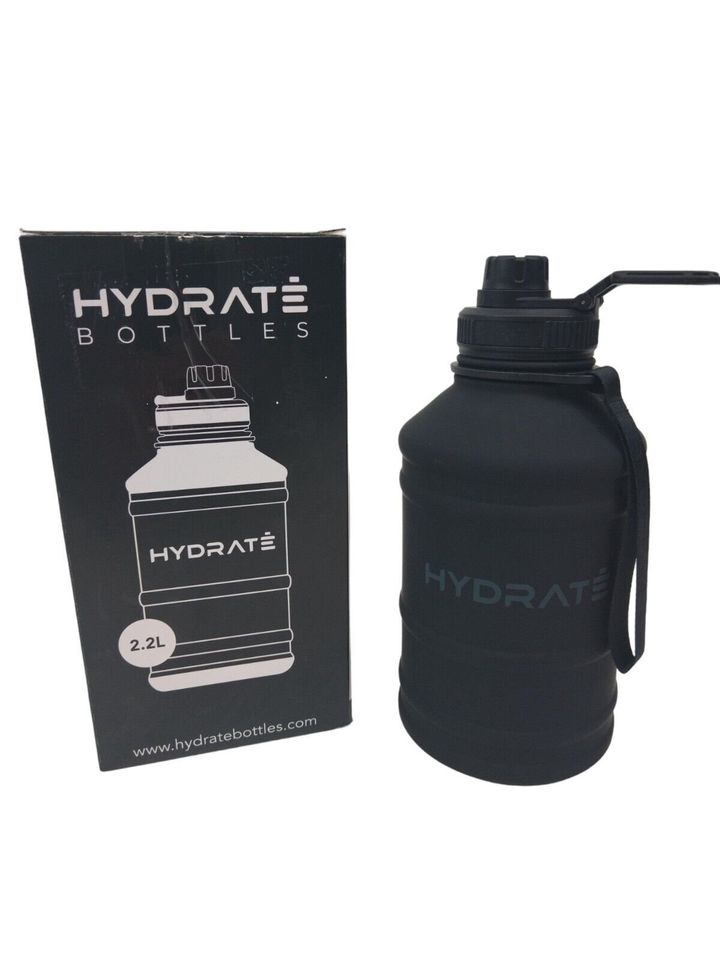 HYDRATE Trinkflasche, 2,2 L, Kunststoff, BPA-frei, Matt Black Fla in Velbert