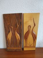 Wandbild Kranich Reiher Holz Vintage 50er 60er Teak Niedersachsen - Neuharlingersiel Vorschau