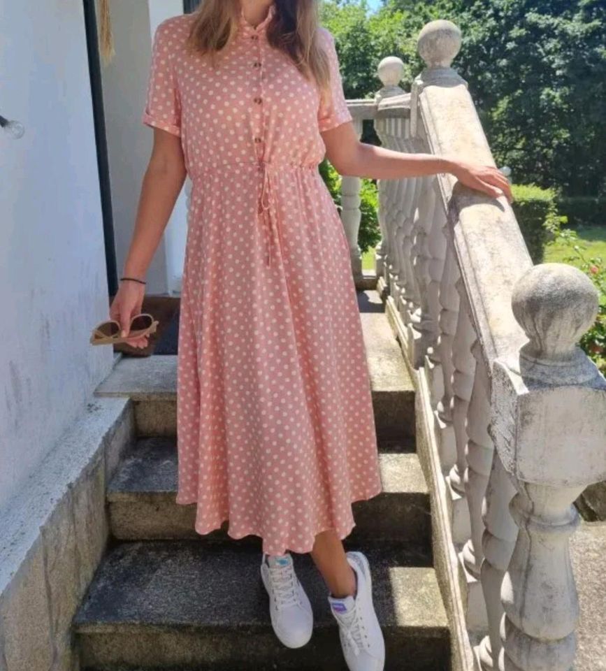 Retro kleid rosa punktekleid pünktchenkleid maxikleid in Hamburg