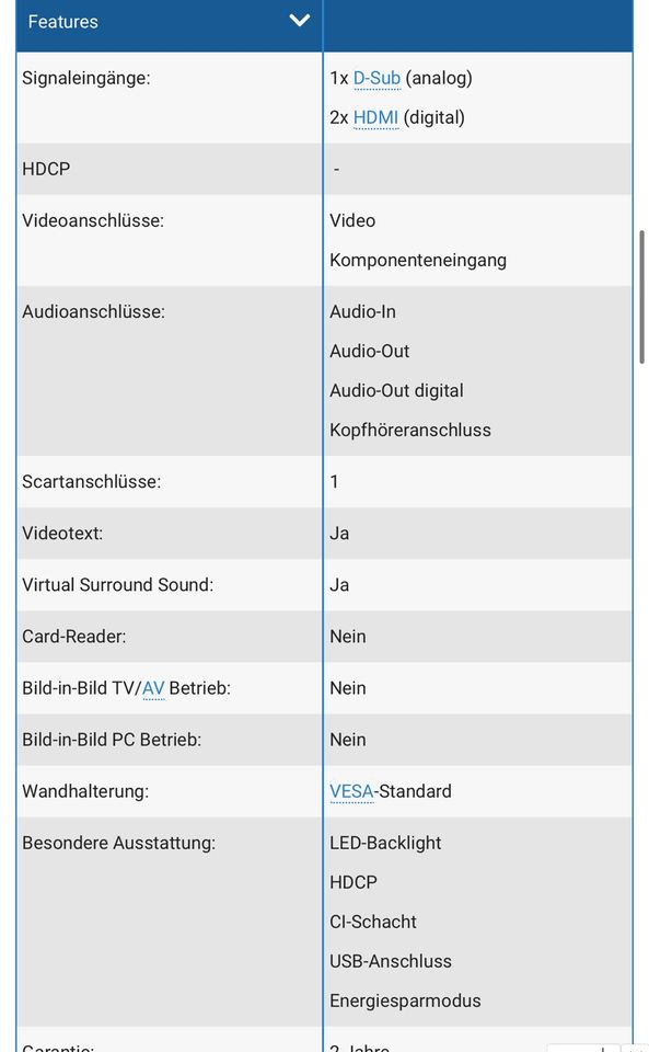 Fernseher Toshiba 26“ in Regen