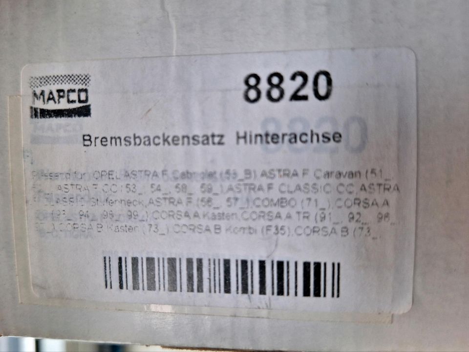Bremsbackensatz Opel Corsa B u.C für die Hinterachse in Hemsbach
