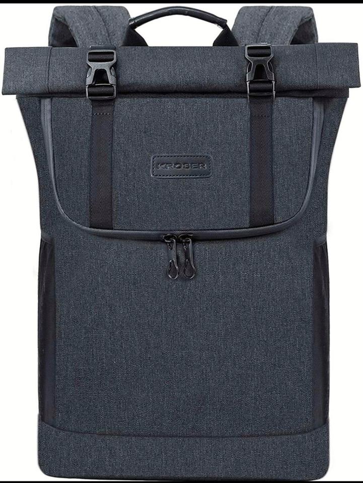 KROSER 15,6 Zoll Laptop Rucksack Rolltop Wasserabweisen grau in Weitnau