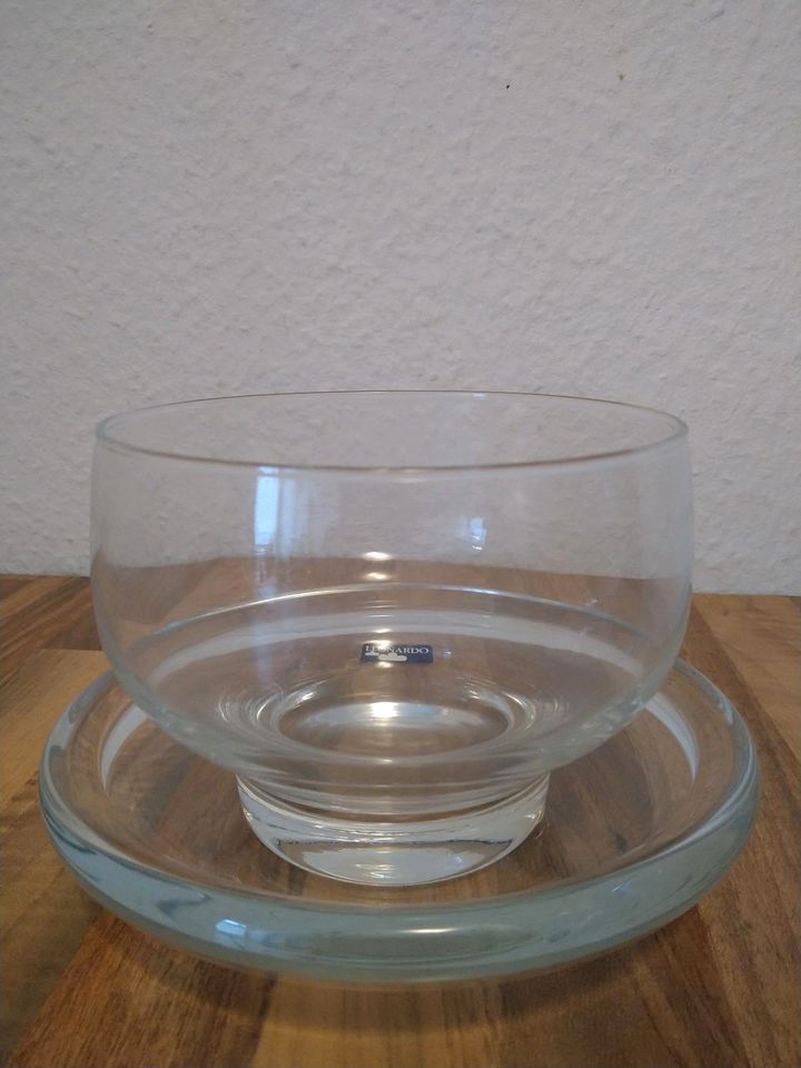 Windlicht aus Glas von Leonardo, Ø 13,5cm, 11cm hoch, Untersetzer in Hamburg