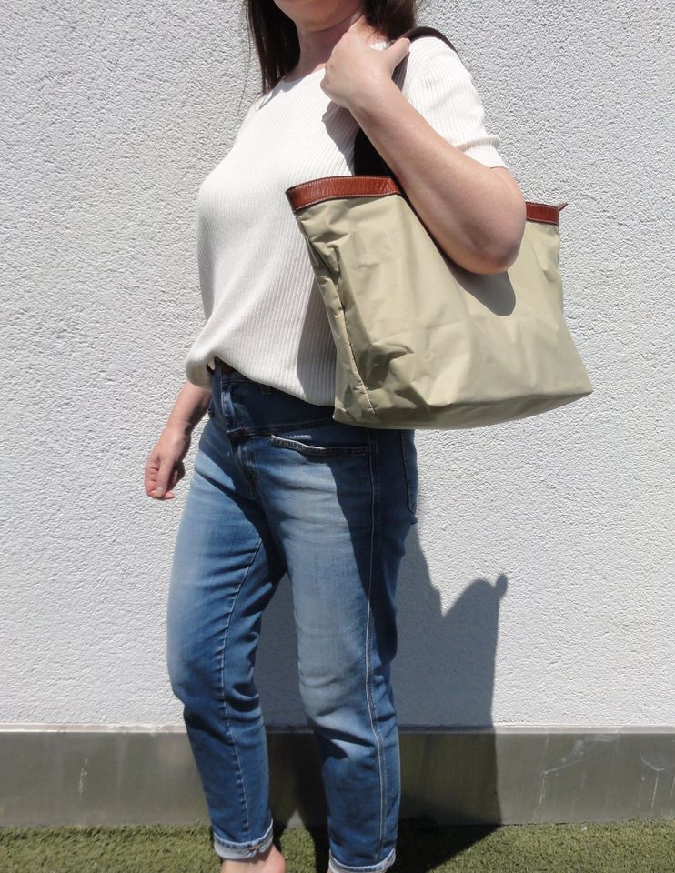 Marc O`Polo Shopper Handtasche Tasche Stoff Leder beige braun in Trier