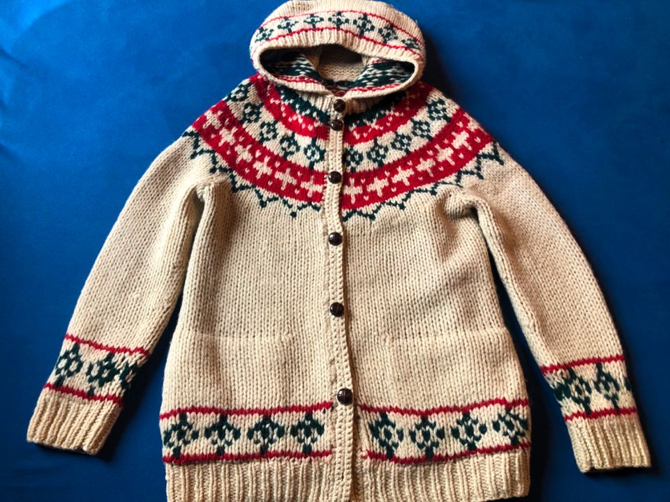 Islandjacke Norweger Mantel reine Wolle handgestrickt Gr 36 in Stoetze