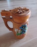 Dekorativer Holzkrug mit Blumenmotiv mit Deckel Weinkrug Bierkrug Hessen - Hünfeld Vorschau