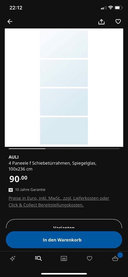 Pax Ikea Auli 3x Spiegel Panel 100cm breit in Grevenbroich
