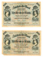 historische Banknoten, Sächsische Bank zu Dresden, 1890, 100 Mark Dresden - Äußere Neustadt Vorschau